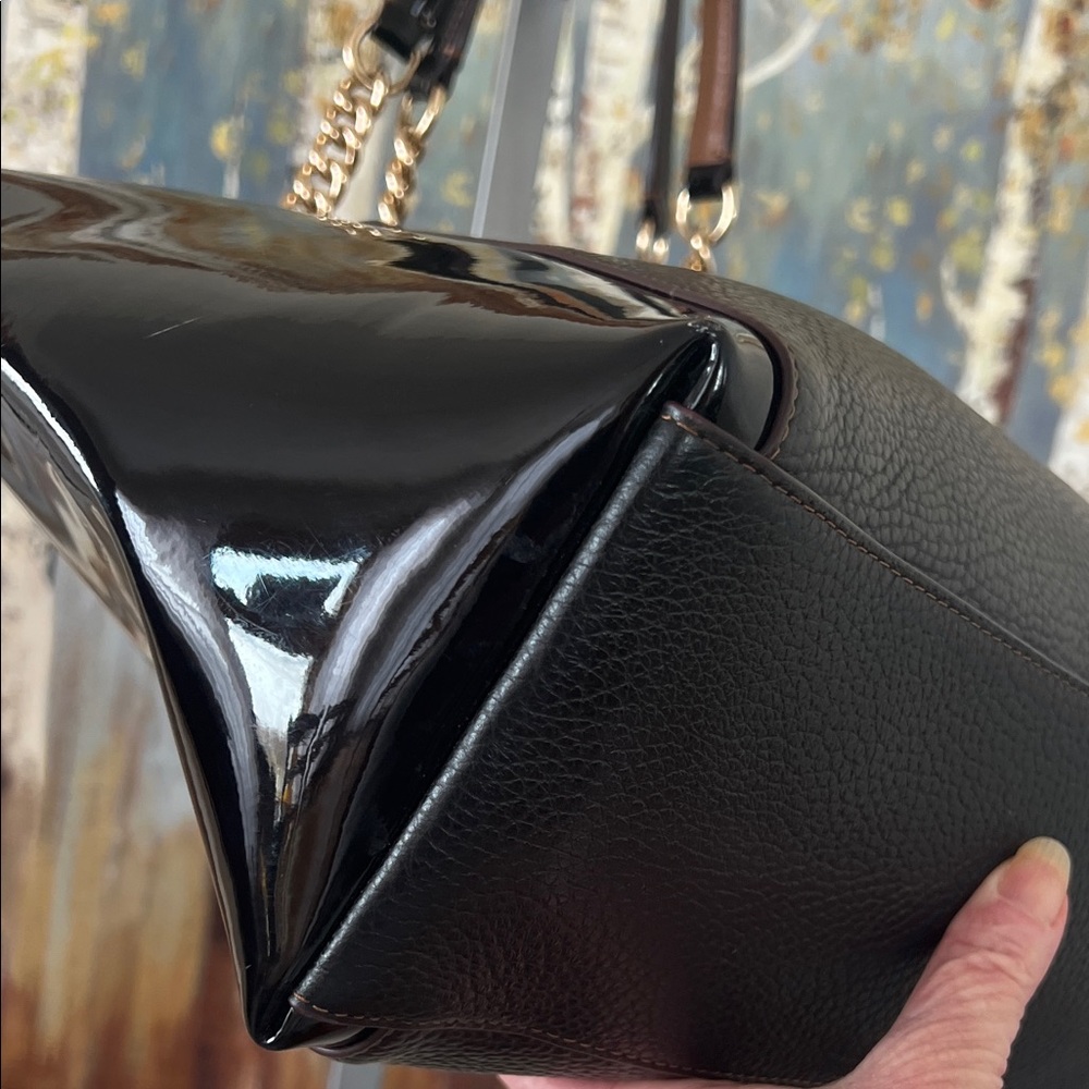 Coach Ava Tote with Black Pebbled Leather & Patent Side Panels - Picture 9 of 14
